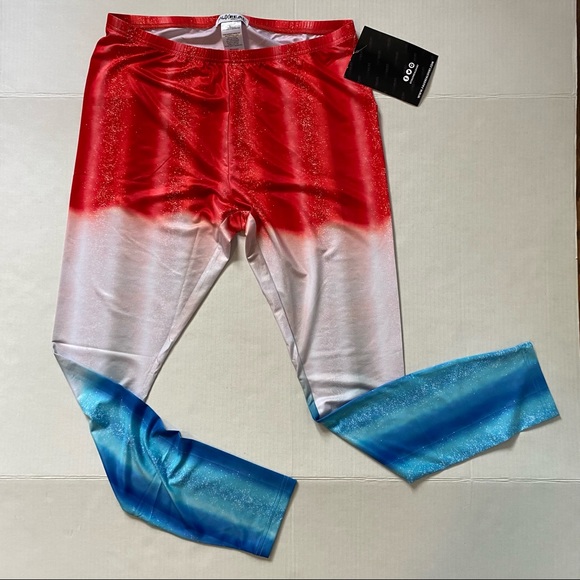 Faux Real - Red White Blue Ombre Gradient Tie Dye America Leggings - size XL - Picture 5 of 9